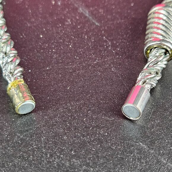 Twisted Rope Chain Necklace Silver-Tone Jewelry Sparkly Bling Magnetic Clasp 17" - Picture 6 of 9